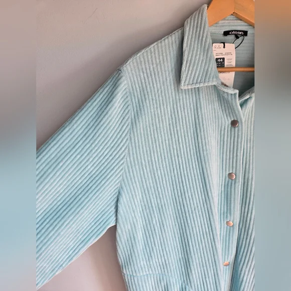 New OLSEN Light Aqua/ Mint Green Corduroy Jacket - Picture 3 of 9